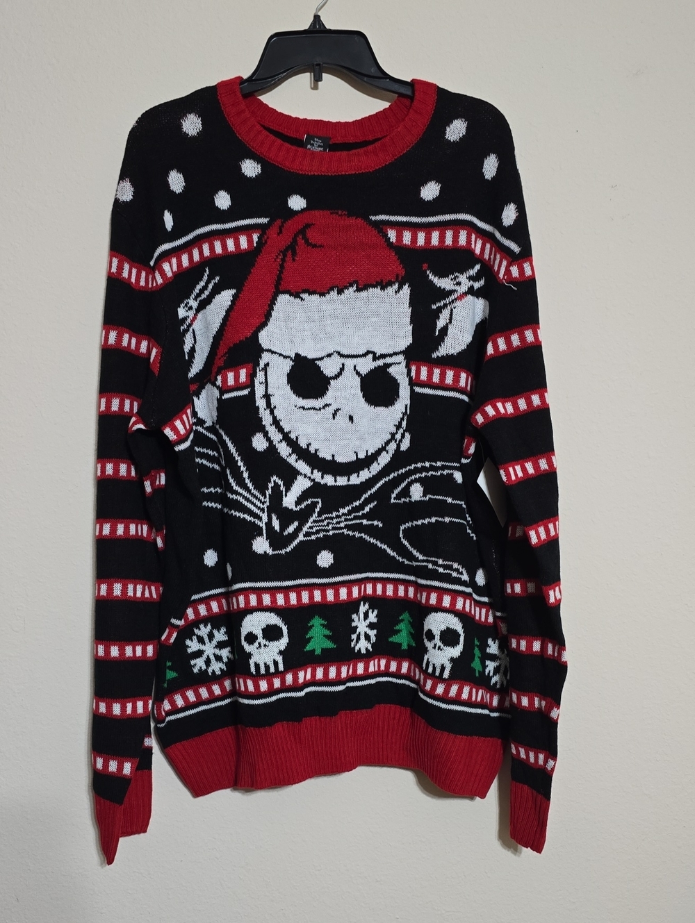 NWT Mens Nightmare Before Christmas Black & Red Holiday Sweater Size 2XL